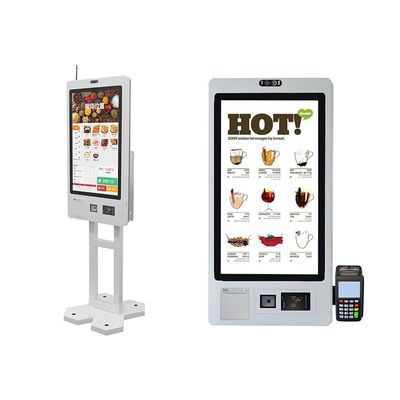 comprare Chiosco di pagamento self-ordering da pavimento/a parete da 21.5 23.8 27 32 pollici con scanner QR Code e stampante termica da 80mm online manufacture