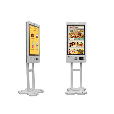 comprare 21.5 23.8 27 32 Inch Touch Screen Self Service QR Code Scanner Ticket Receipt Printer Ordering Payment Kiosk for Restaurant online manufacture