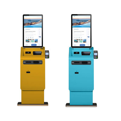 comprare Capacitive Touch Screen Self Service Cash Currency Exchange Checkout Payment Kiosk with Credit Card Passport Reader online manufacture