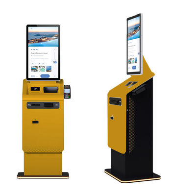 comprare OEM 27/32 Inch Android/Win Self Service Payment Kiosk with Touch Screen A4 Printer/QR Scanner/Cash Dispenser Coin Recycler online manufacture