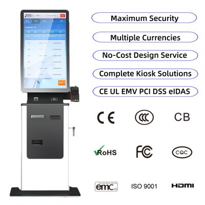 comprare 27 pollici touch screen automatico self-service check-in negozio supermercato chiosco carta di pagamento Dispenser passaporto scanner biglietto SDK online manufacture