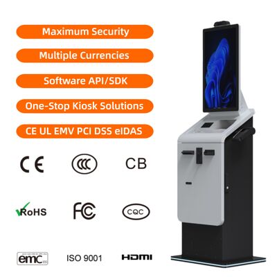 acquistare Autoservizio Terminal di pagamento Touch Screen Autoservizio Aeroporto Check in Cash Riciclatore di biglietti e stampatrici Dispenser di cassa Chiosco di pagamento online manufacture