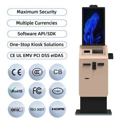 acquistare Self-Service Checkout Pagamento Chiosco Scambio di valuta Cash Coin Recycler Capacitive Touch Screen SDK Abilitato Standing Floor online manufacture