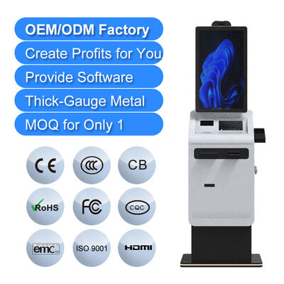 comprare Touch screen Chiosco di pagamento self-service SDK abilitato Biglietto per fatture Stampante A4 Scanner Distributore di carte Cash Recycler Multi-OS Floor online manufacture
