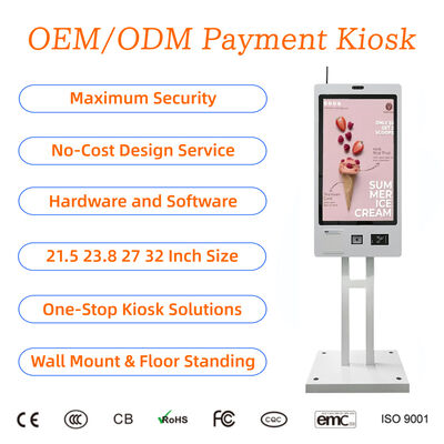 comprare 21.5/27/32 Inch POS Touch Screen Self Checkout Machine Terminal di pagamento Fast Food Chiosco di self-order per ristorante online manufacture