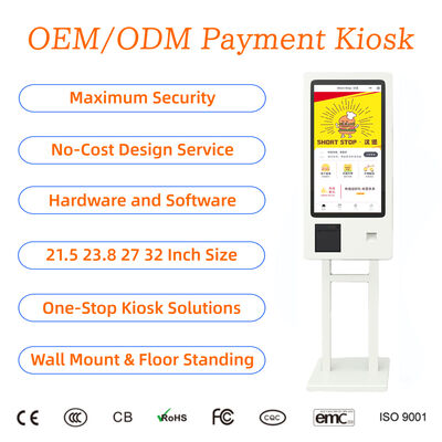 comprare 21.5 23.8 27 32 Inch Self Service Wall Mount Food Ordering Payment Kiosk SDK POS/QR Code Order Cashless Payment Kiosk online manufacture