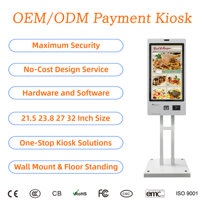 comprare 21.5 27 32 Inch Touch Screen Self Ordering Kiosk con scanner QR Stampa biglietti per ristoranti online manufacture