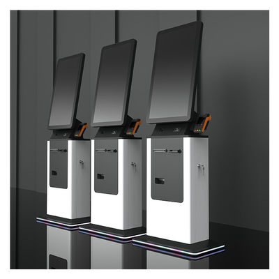 Chiosco per il check-in automatico dell'hotel per il pagamento dell'accettore di banconote per bancomat crittografico da 32 pollici