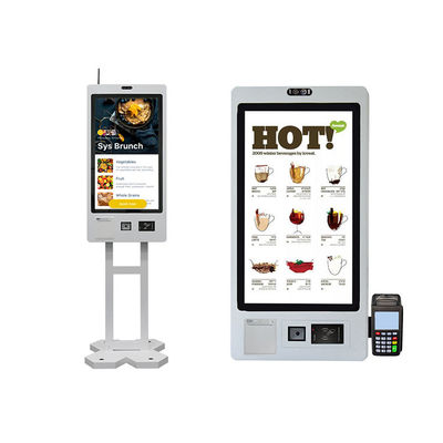 21.5 Inch Touch Screen Self Service Ordering Kiosk POS Terminal QR Code Scanner Thermal Printer for Restaurant Fast Food Chain