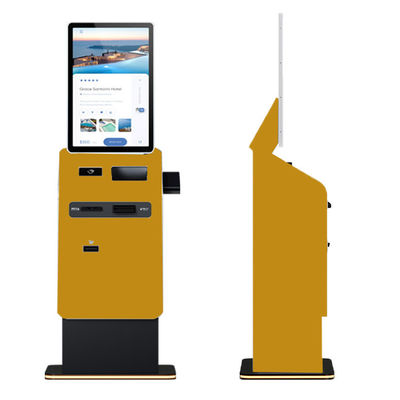 Chiosco di cambio di valuta self-service con distributore di denaro e scanner di codici QR