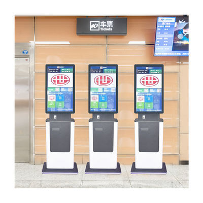 Stand a terra 27 pollici self-service Chiosco di informazioni touch screen con stampante di biglietti