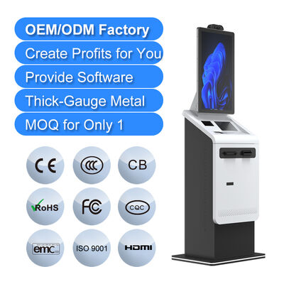 Terminale di pagamento self-service Check-out automatico Cash Recycler e stampante di biglietti Sportello bancomat Chiosco di pagamento con touch screen LCD