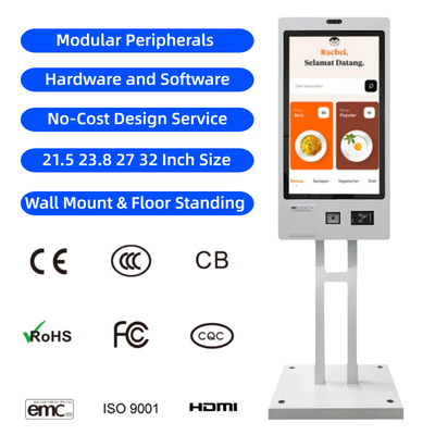 OEM ODM Wall Mount Restaurant Payment Kiosk Terminal Capacitive Touch Screen Self Service Receipt Printer Ordering Kiosk